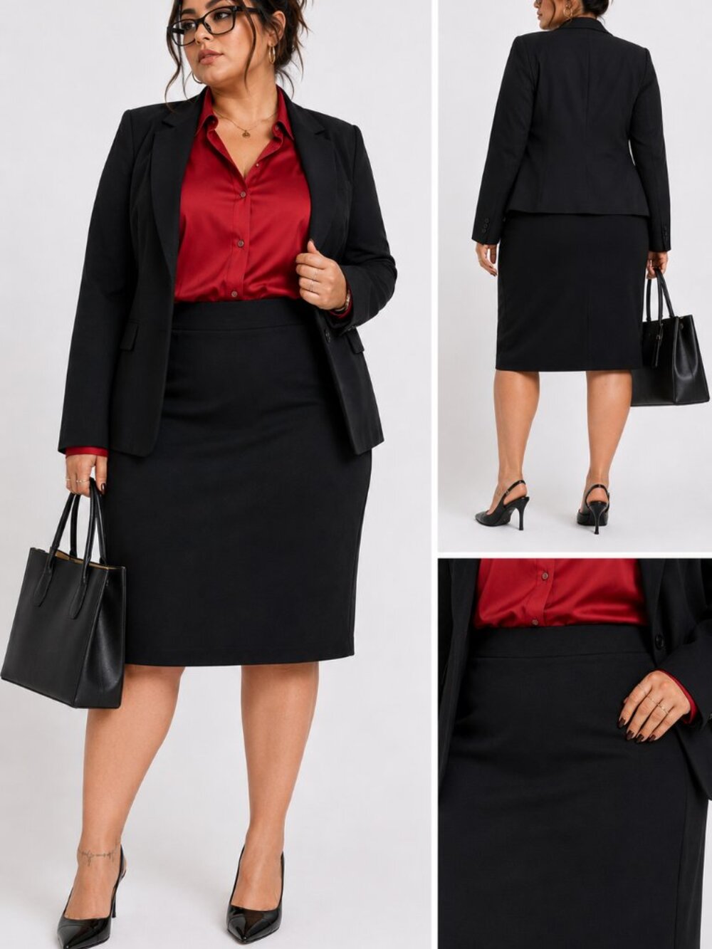 NWT Liz Claiborne 24W Black Pencil Skirt Y2K Corporate Chic Office